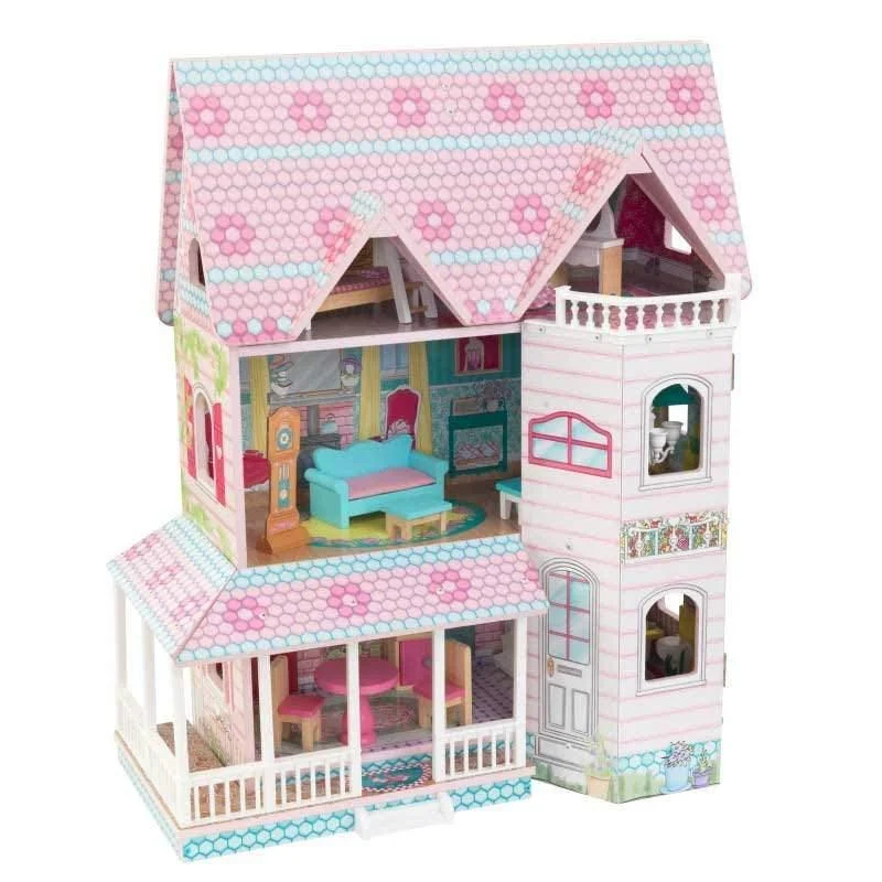 colorful wooden toys for toddlers             KidKraft 65941 Abbey Manor Wooden Dolls House with Furniture