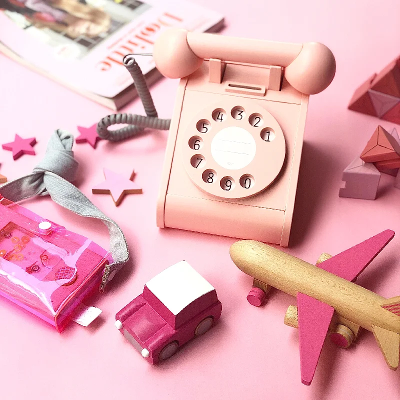 safe and non-toxic wooden toys for babies                   Kiko+ Telephone | Pink