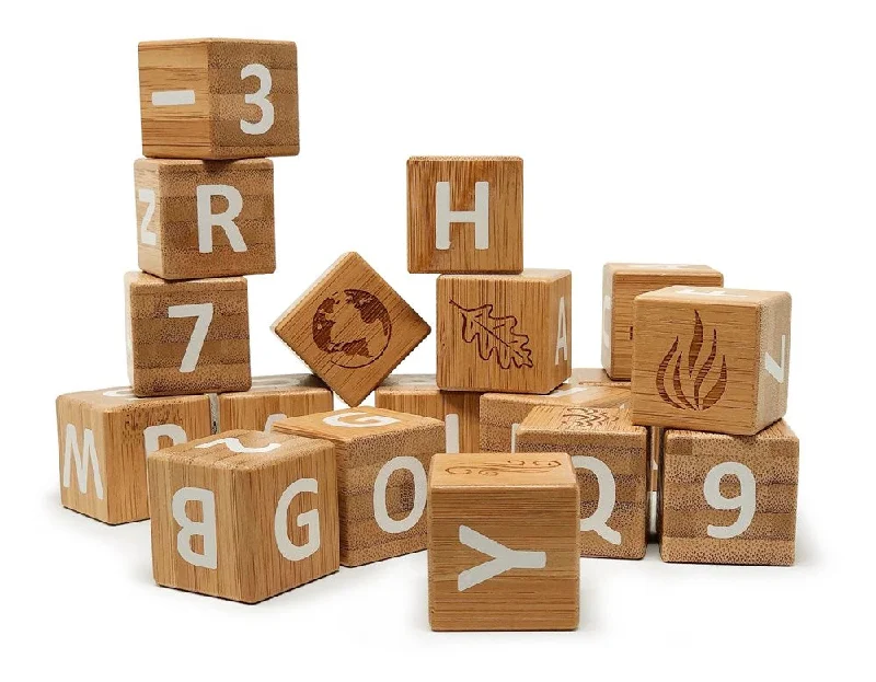 robust and durable wooden toys that are built to last                   Kinderfeets Bamboo ABC Blocks