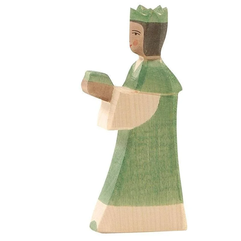 eco-conscious wooden toys                 Ostheimer Nativity Green King
