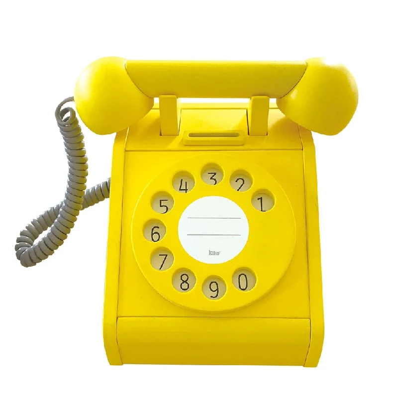 colorful and cheerful wooden toys                   kiko+ & gg* Telephone Wooden Toy - Yellow