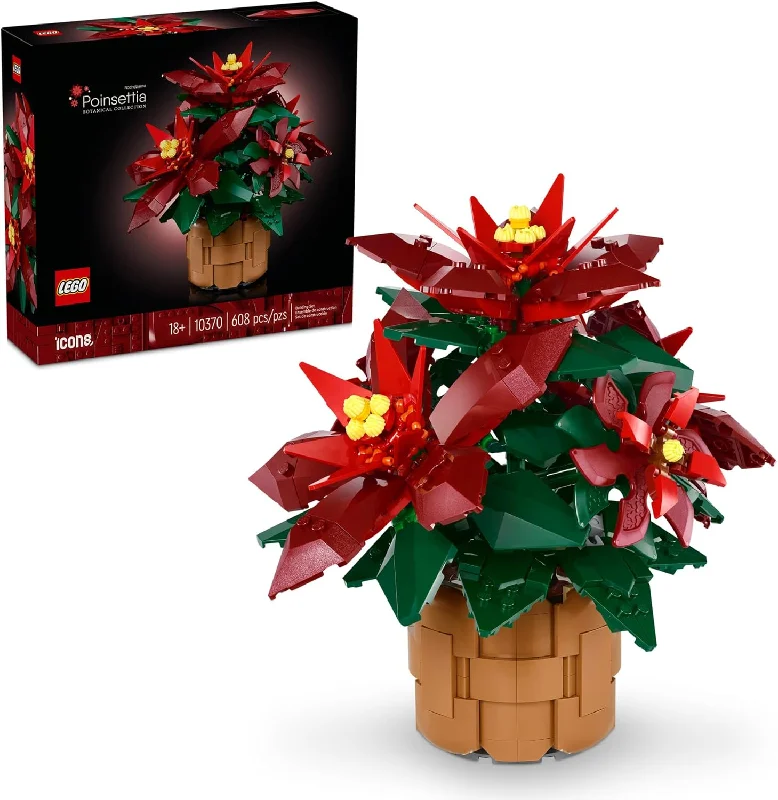 Offering endless possibilities LEGOLEGO 10370 Icons Poinsettias Artificial Christmas Flowers - Artificial Flowers for Decoration & Centerpieces for Tables