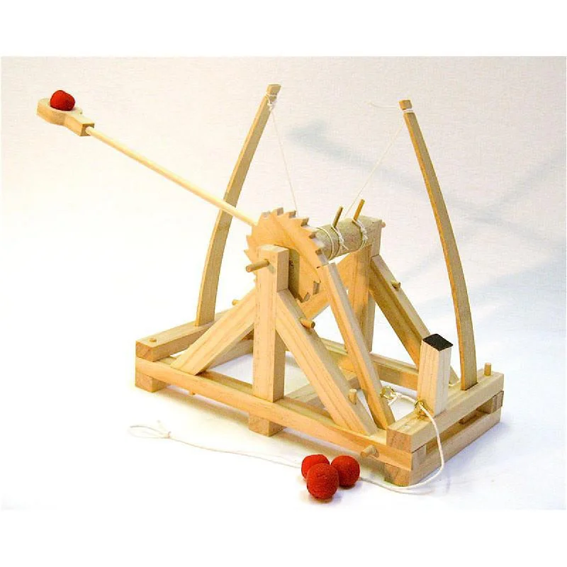 beautifully detailed wooden toys                  Leonardo da Vinci catapult kit