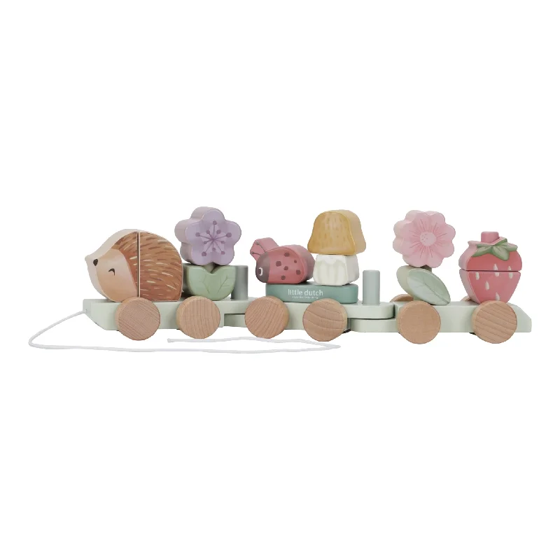 safe and child-appropriate wooden toys for different stages of development                   Little Dutch Hedgehog Wooden Stacking Train - Fairy Garden