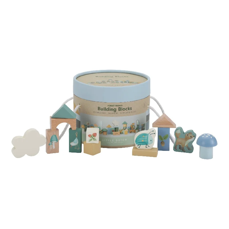 safe and non-toxic wooden toys for babies                   Little Dutch Wooden Building Blocks - Forest Friends