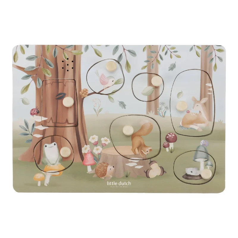 safe and child-appropriate wooden toys for different stages of development                   Little Dutch Wooden Sound puzzle - Forest Friends