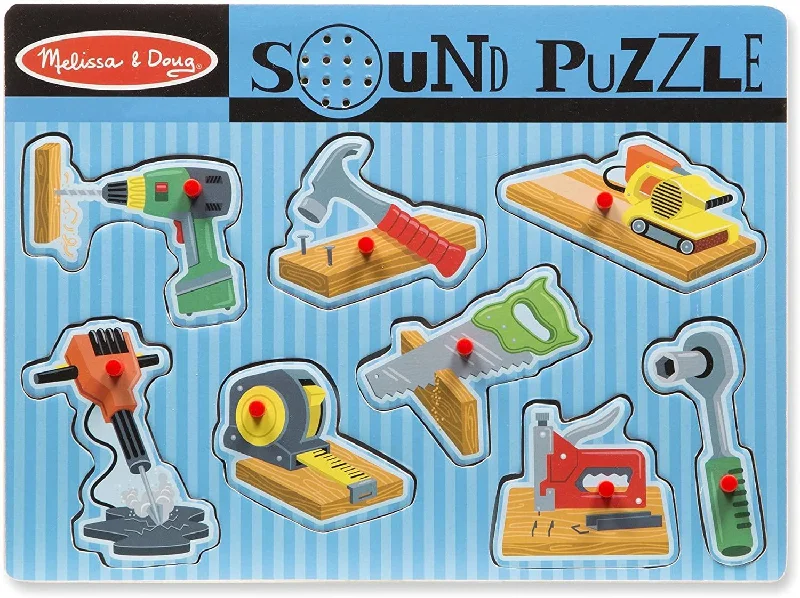 eco-friendly and sustainable wooden toys that promote environmental awareness                   Melissa & Doug 10733 Construction Tools Sound Puzzle - Wooden Peg Puzzle (8pc)