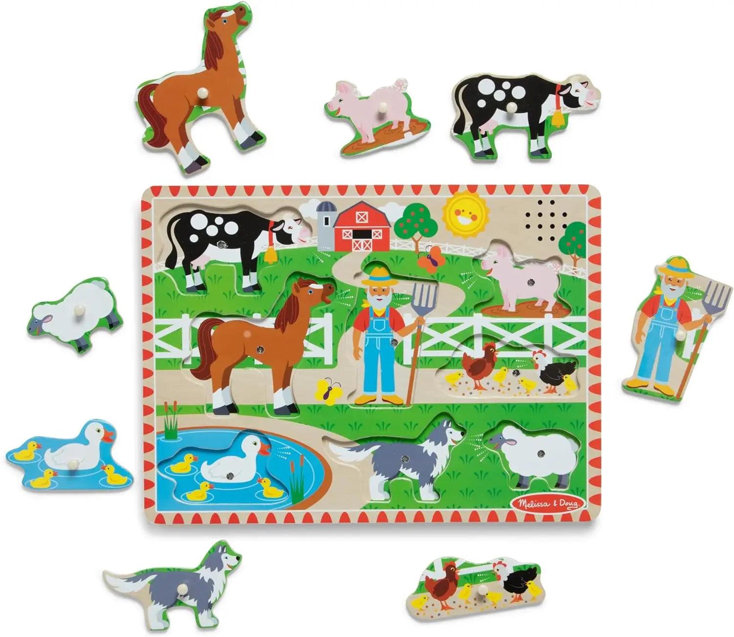 beautiful and detailed wooden toys that inspire creativity                   Melissa & Doug Old MacDonald's Farm Sound Wooden Puzzle