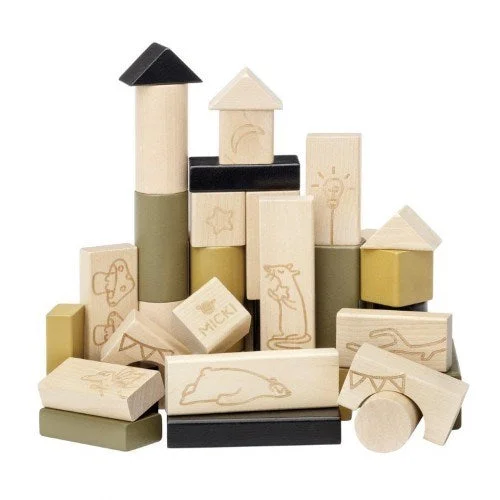 enchanting wooden toys for children                   MICKI Premium - Wooden Building Blocks 40 pcs