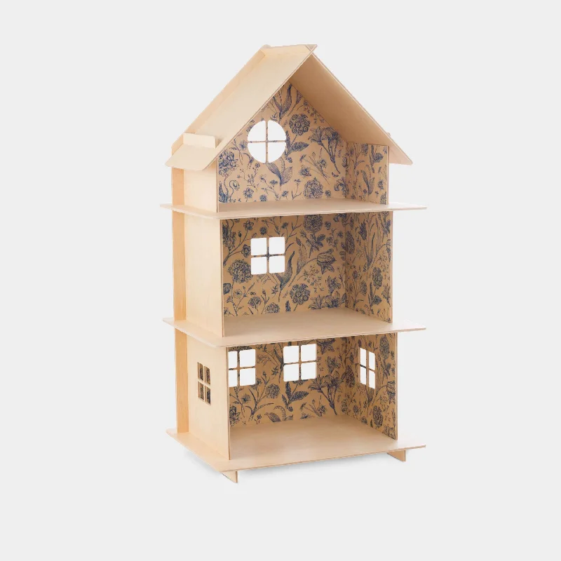 eco-conscious wooden toys                 Milin Wooden Dollhouse – Vintage Flower