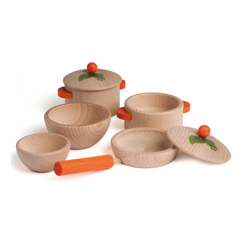 charming wooden toys                   Natural Wooden Toy Cookware Set