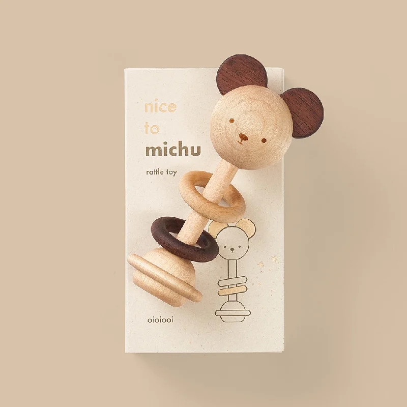 safe and non-toxic wooden toys that parents can trust                   Nice to Michu Baby Rattle
