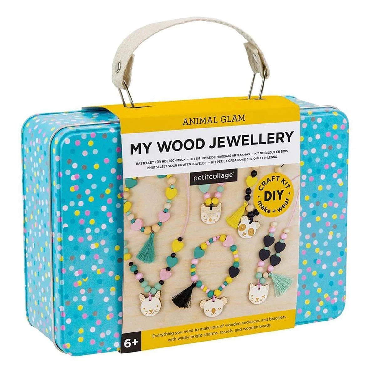 safe and non-toxic wooden toys for babies                   Petit Collage my wood jewellery suitcase - animal glam