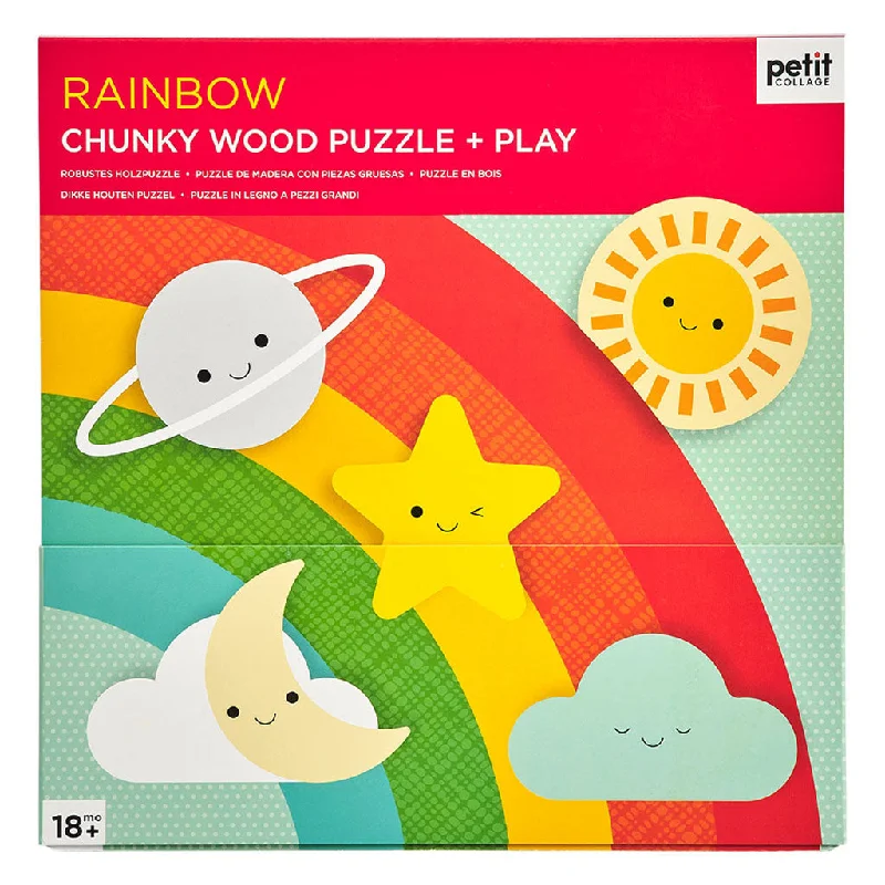 eco-friendly wooden toys                   Petit Collage Chunky Wood Puzzle + Play Rainbow