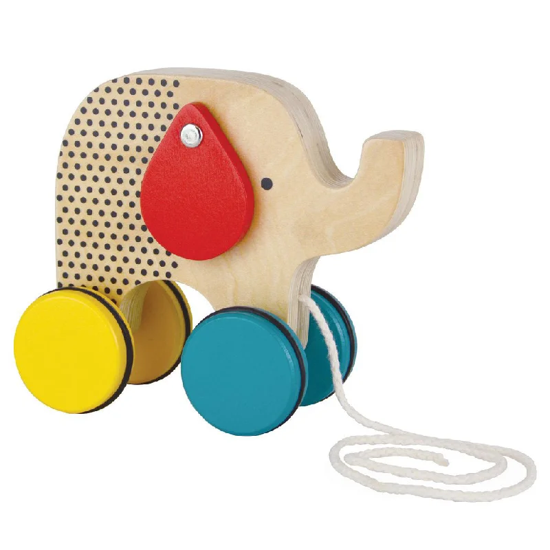 environmentally conscious wooden toys                 Petit Collage Jumping Jumbo Elephant Wood Pull Toys