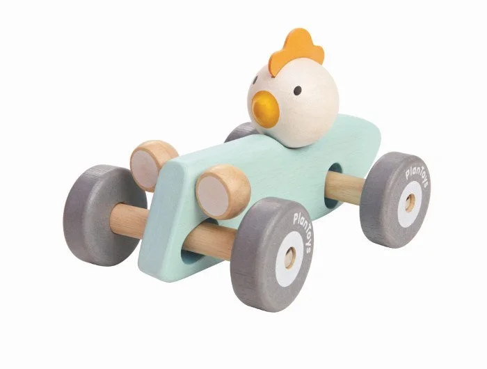 sturdy and safe wooden toys                 Plan Toys Chicken Racing Car