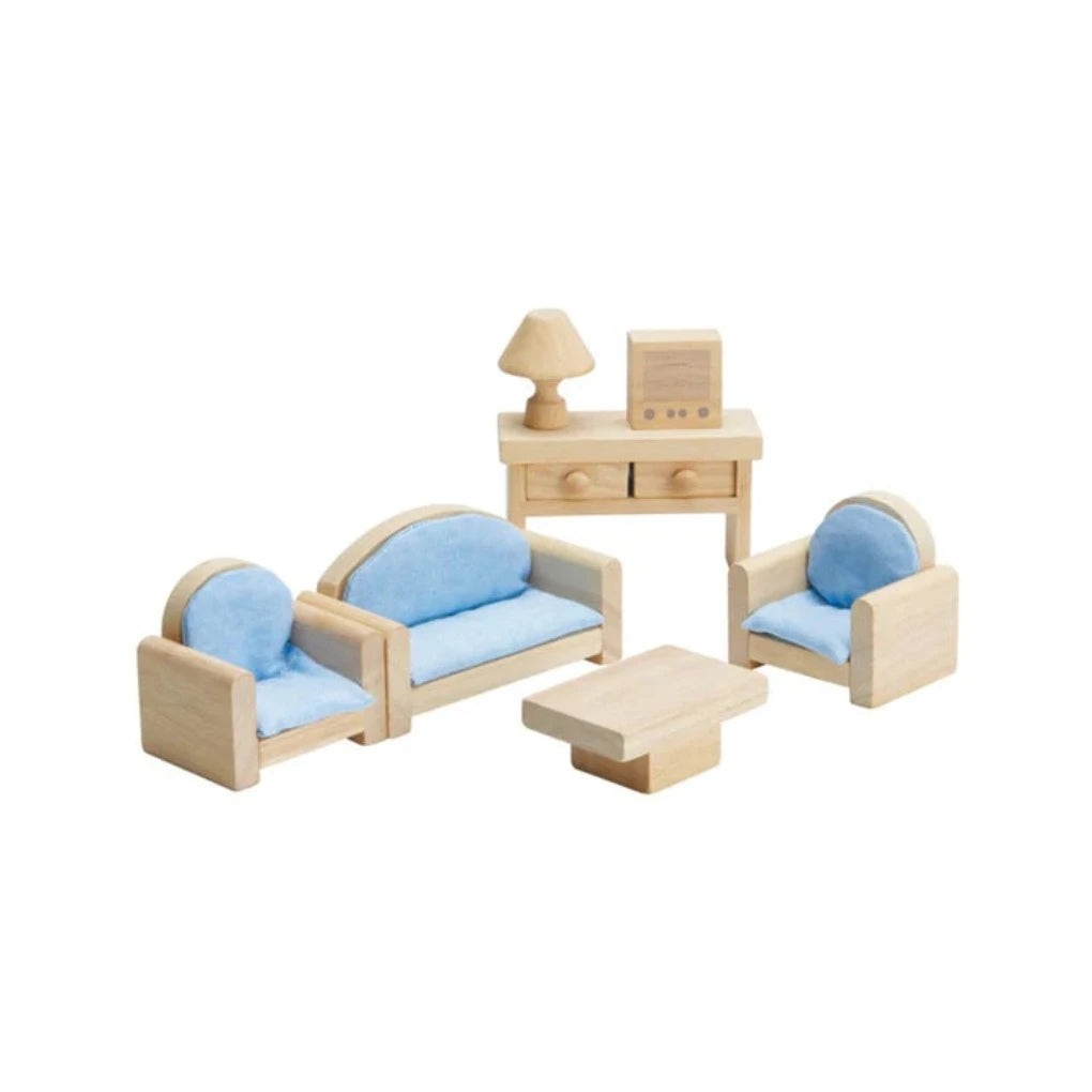 tactile wooden toys                   Wooden Dollhouse Furniture - Classic Living Room