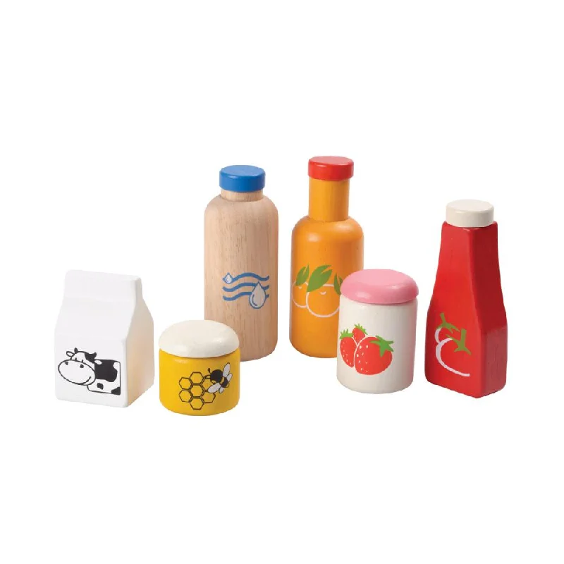 age-appropriate wooden toys                   Plan Toys food and beverage set