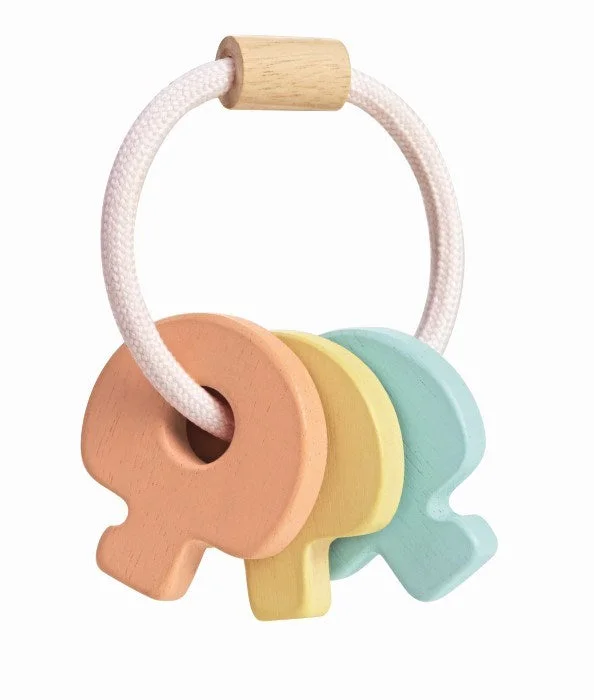 durable wooden toys                  Plan Toys Key Rattle Pastel