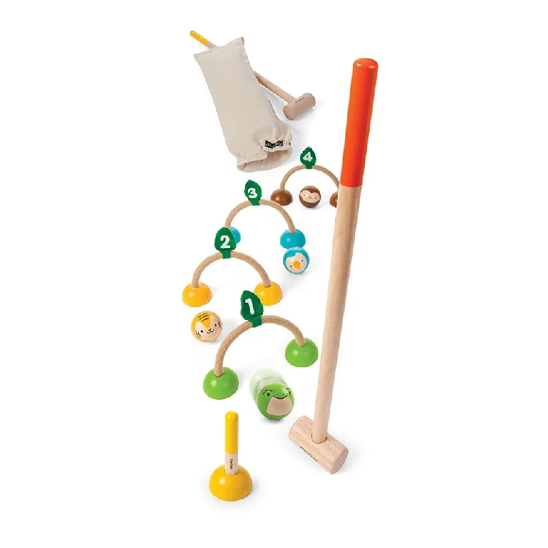 sturdy and long-lasting wooden toys for active play                   Wooden Croquet Set