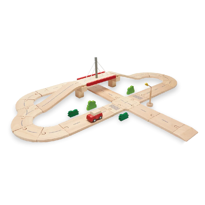 eco-conscious and sustainable wooden toys for children                   Wooden Road System Play Set