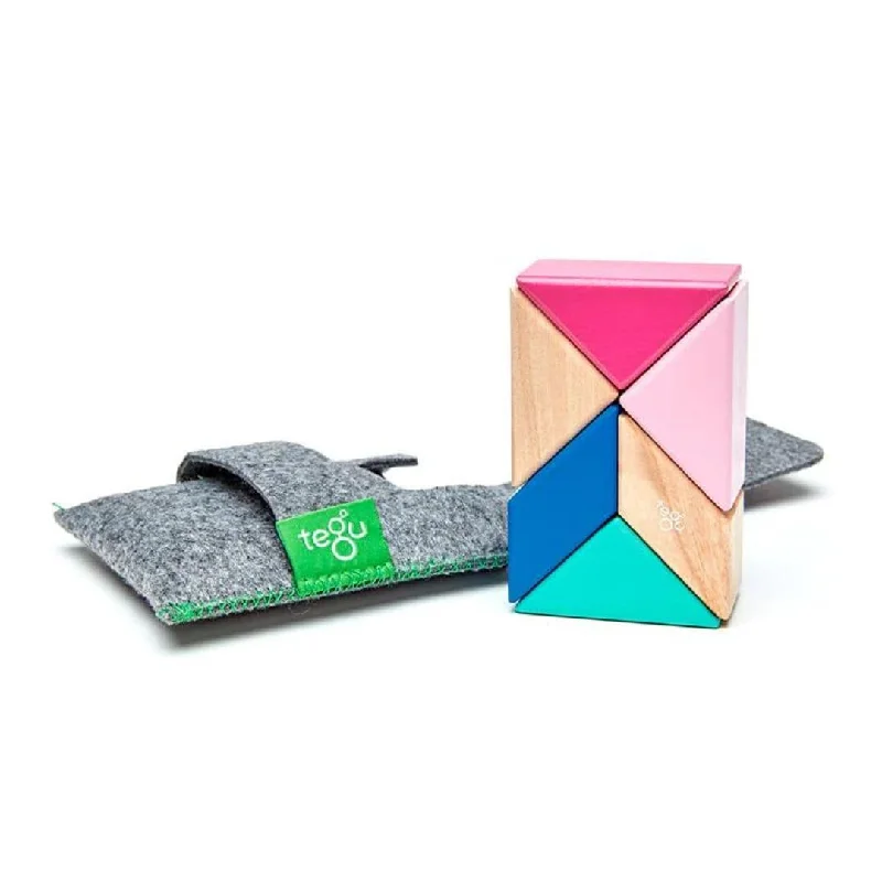 child-safe wooden toys                 Pocket Pouch Prism Wooden Magnetic Blocks - Blossom