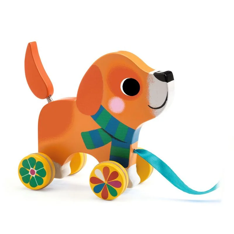 thoughtfully crafted and safe wooden toys                   Puppy Lou Pull Along