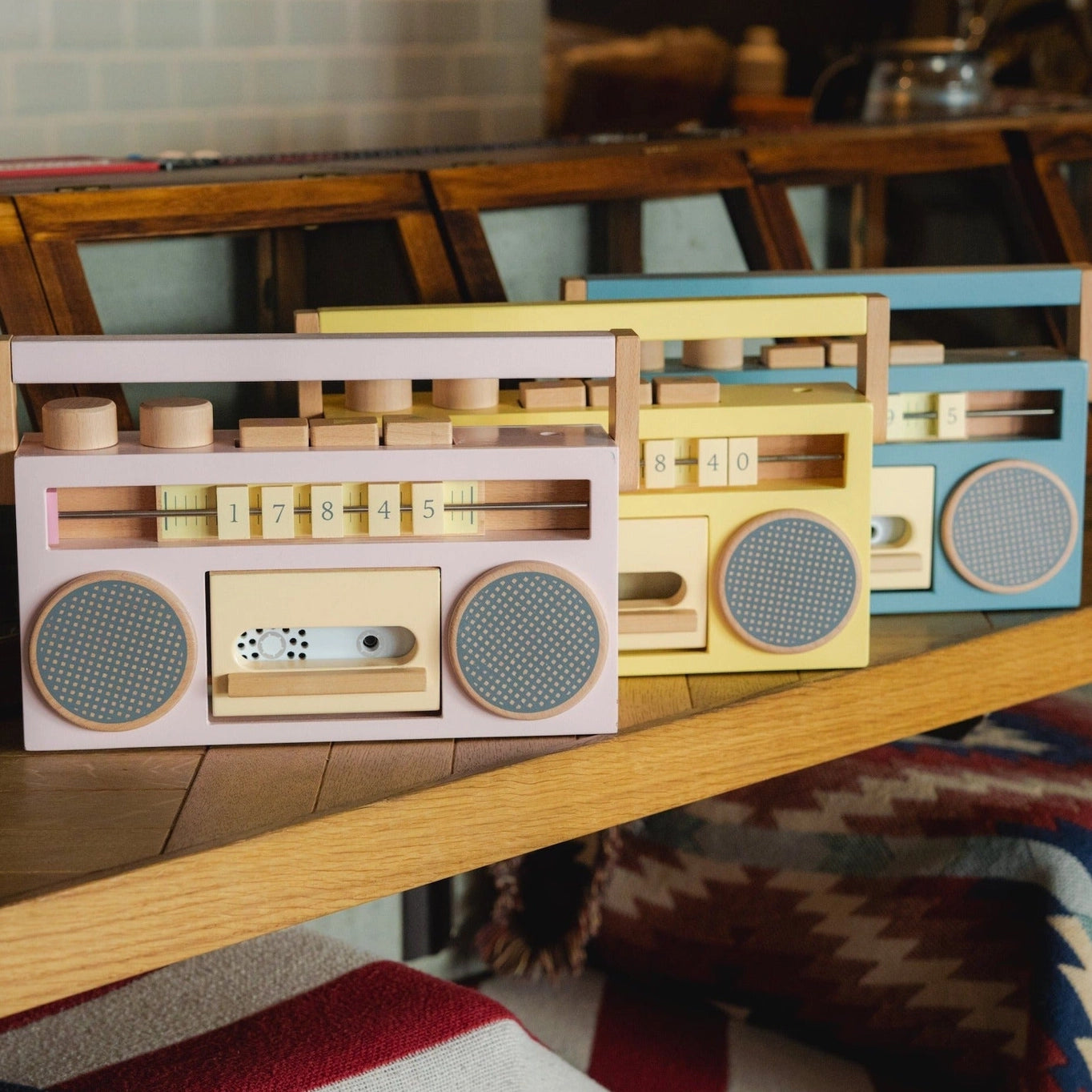 sturdy and durable wooden toys for rough play                   Retro Wooden Tape Recorder