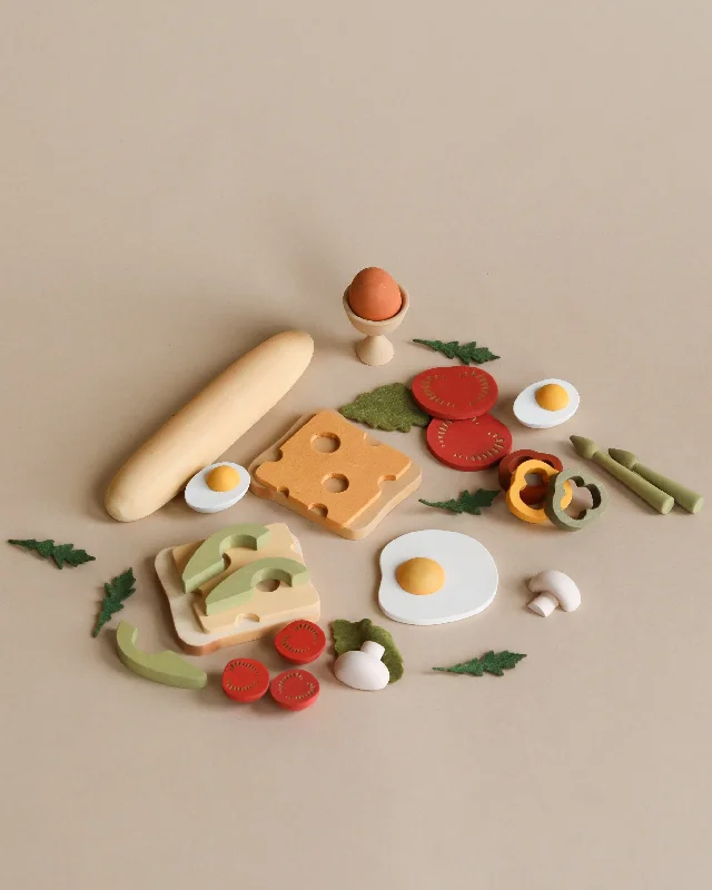 sturdy and durable wooden toys for rough play                   Sabo Concept Handmade Wooden Breakfast Set - Vegetarian