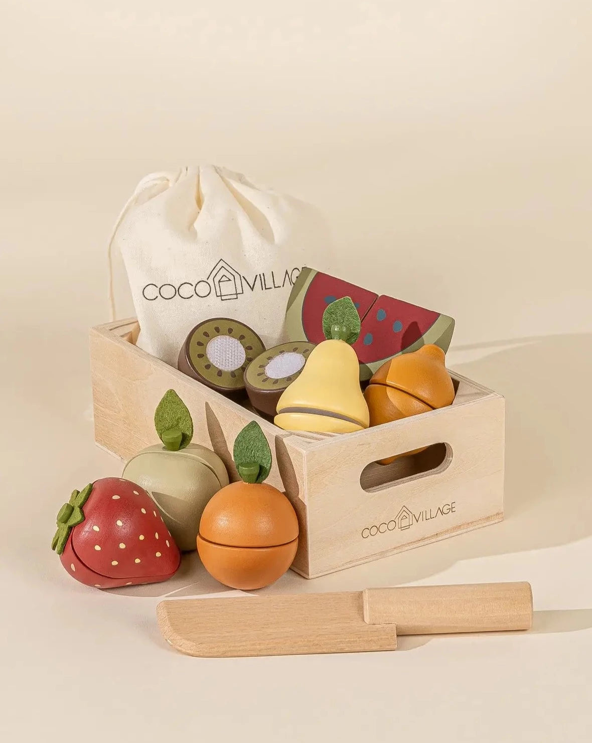enchanting wooden toys that spark imagination                   Sliceable Wooden Fruits