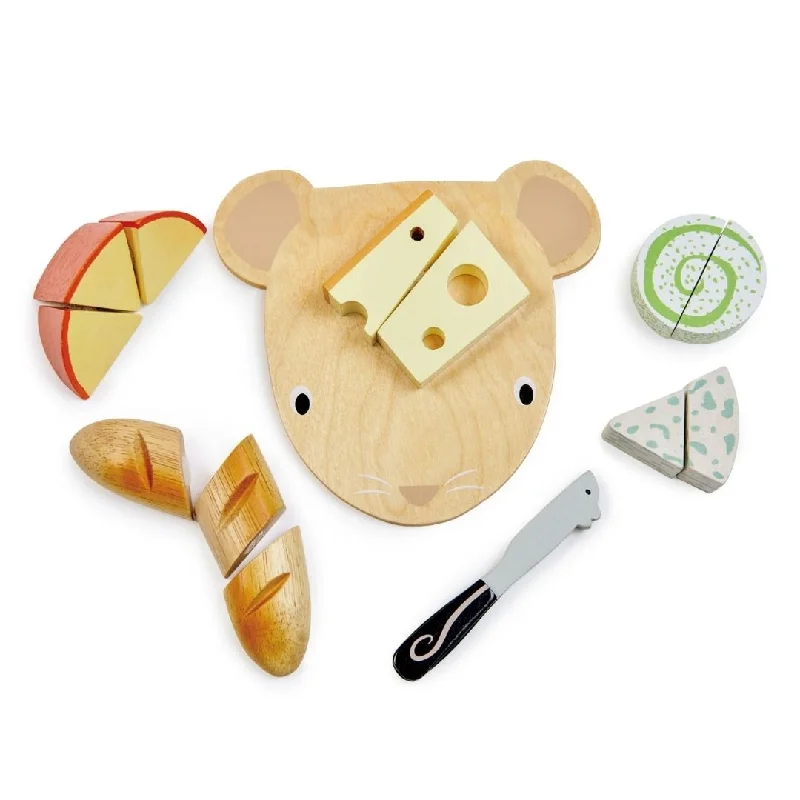 beautifully detailed wooden toys                  Mouse-shaped Wooden Cheese Board Play Set