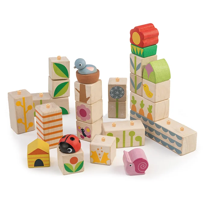 eco-friendly wooden toys made from sustainable materials                   Tender Leaf Toys Garden Blocks