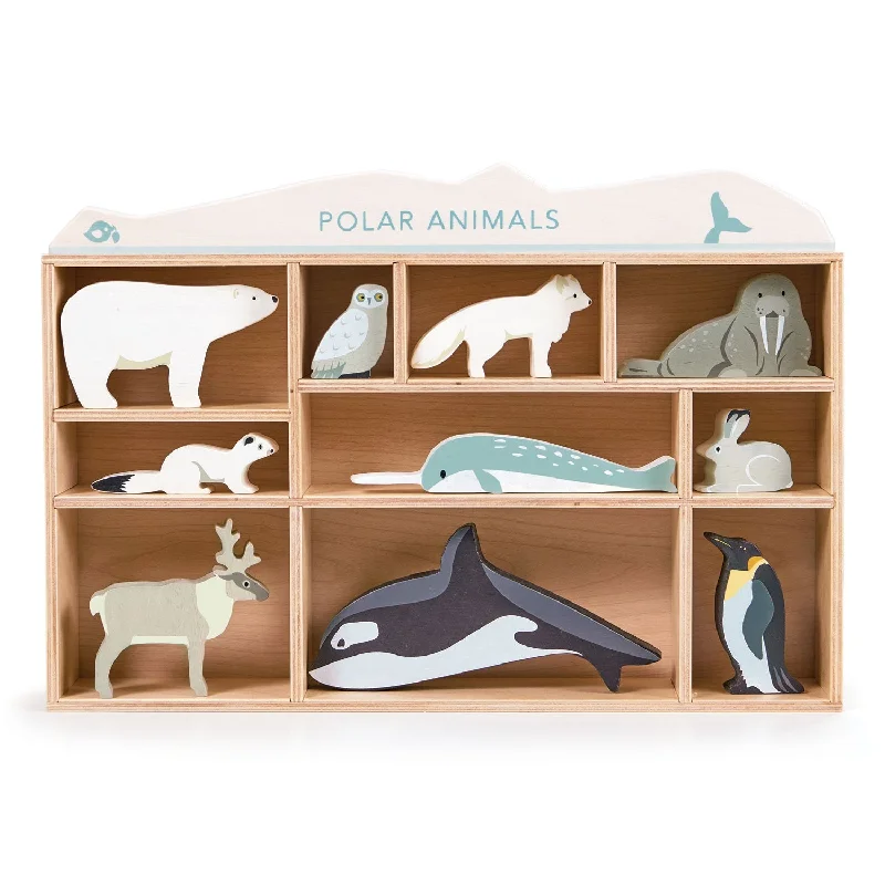 eco-friendly and sustainably made wooden toys                   Tenderleaf Toys Wooden Polar Animals Set / Shelf