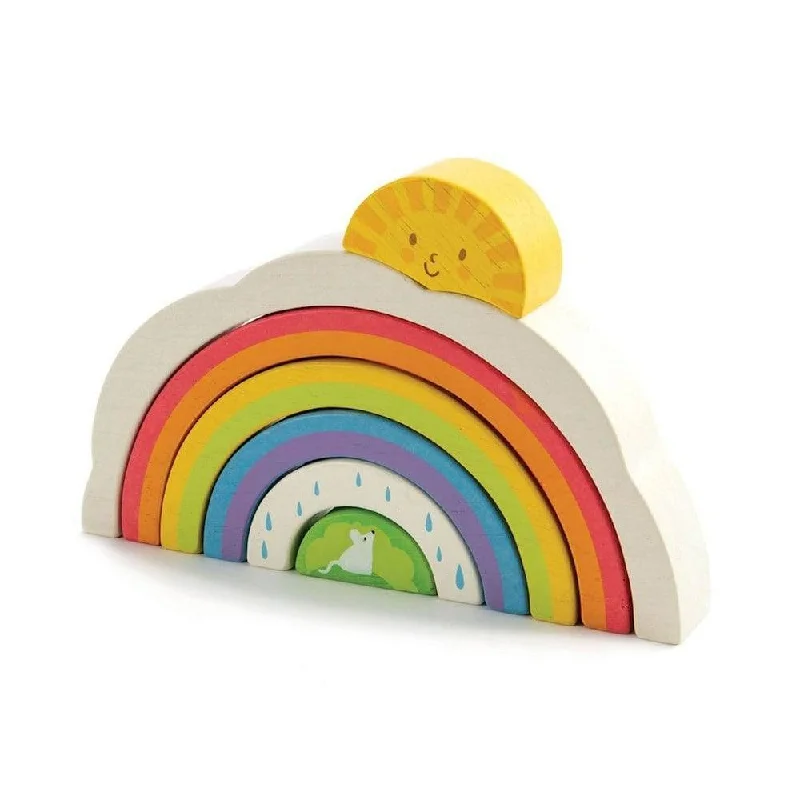 skillfully crafted wooden toys                   Rainbow Tunnel Stacker