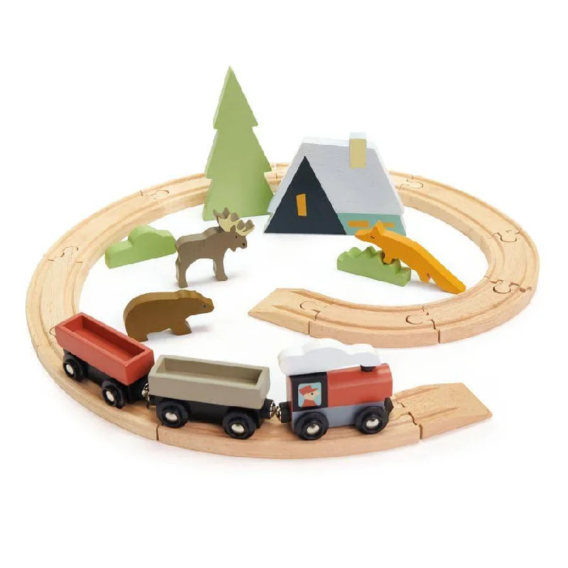 handcrafted wooden toys                  Treetops Wooden Train Set
