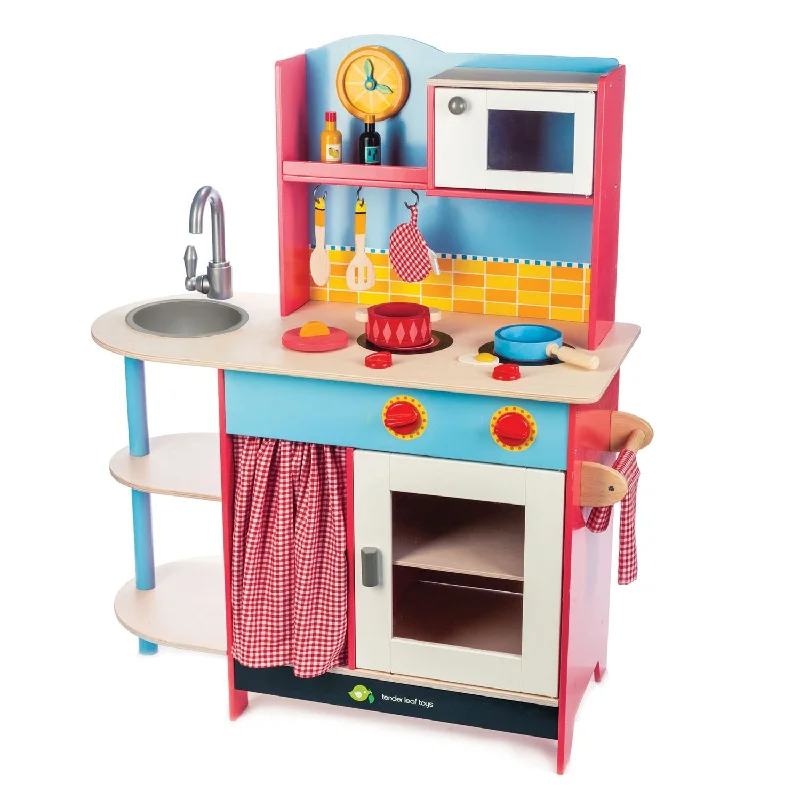sturdy and reliable wooden toys that provide hours of fun                   Grand Wooden Play Kitchen