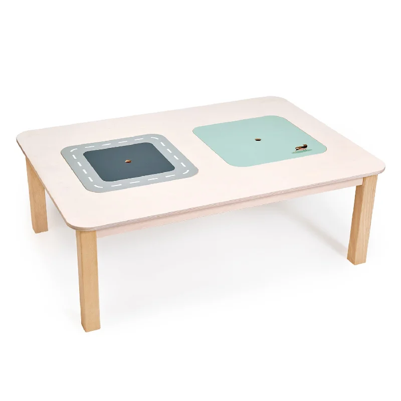 eco-conscious and sustainable wooden toys for children                   Interactive Play Table with Hidden Storage