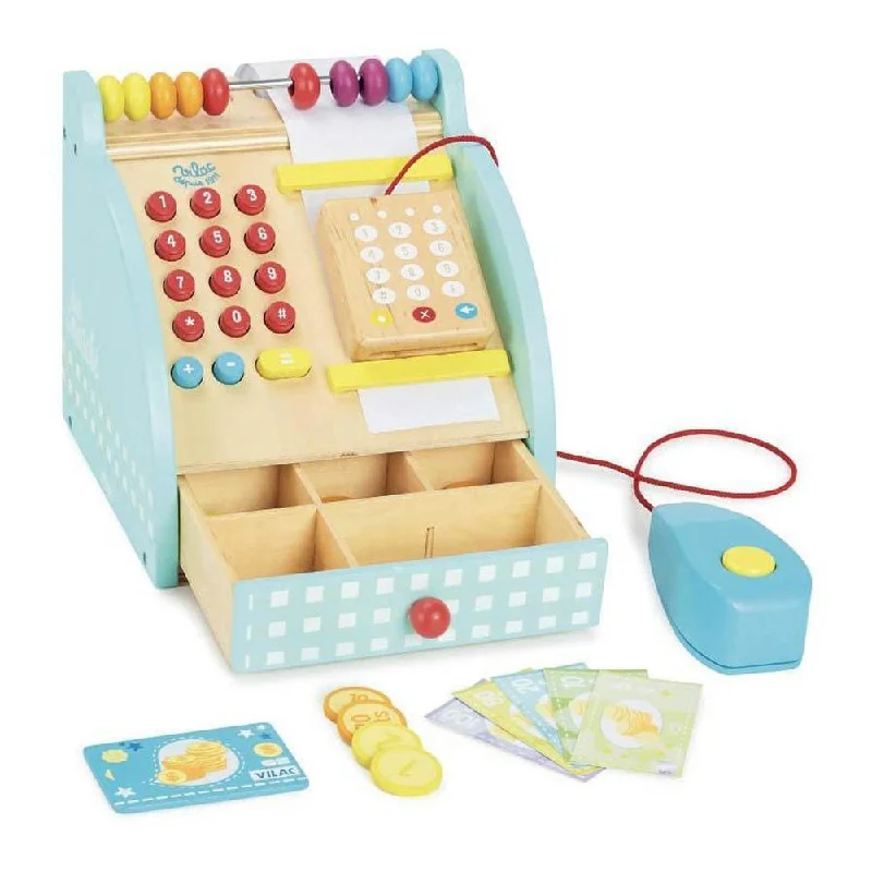 sturdy construction wooden toys                   Vilac cash register