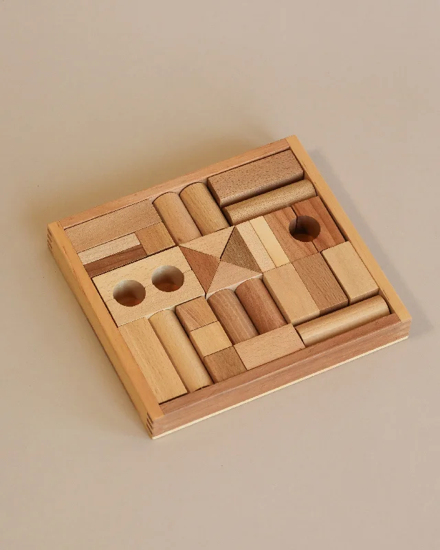 safe wooden toys for babies              Wooden Building Blocks with Tray