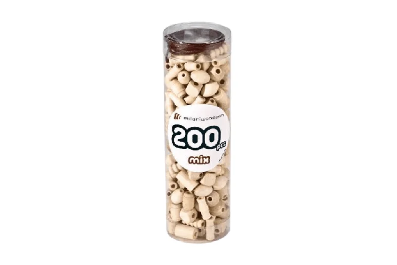 sturdy and reliable wooden toys that provide hours of fun                   Wooden Mixed Shaped Beads (200pcs) by Milaniwood