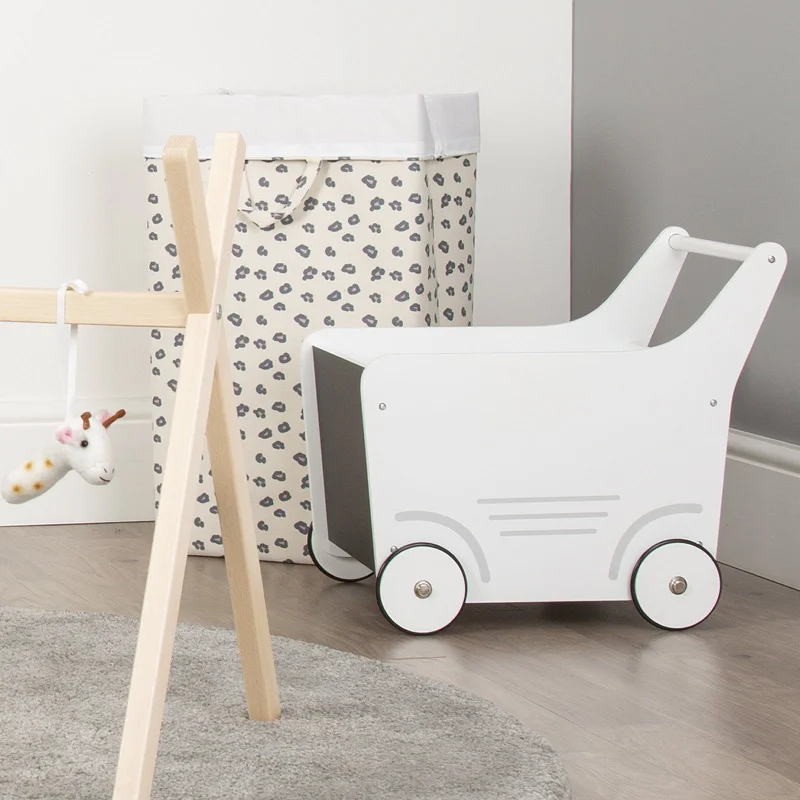 robust and durable wooden toys that are built to last                   Childhome Wooden Toy Stroller / Storage - White