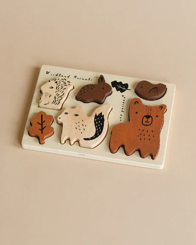 naturally finished and non-toxic wooden toys                   Wooden Tray Puzzle - Woodland Animals