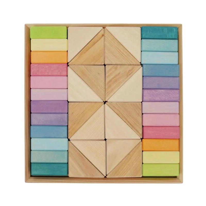 intricately designed wooden toys                 Pastel Duo Building Set - 40 Pieces