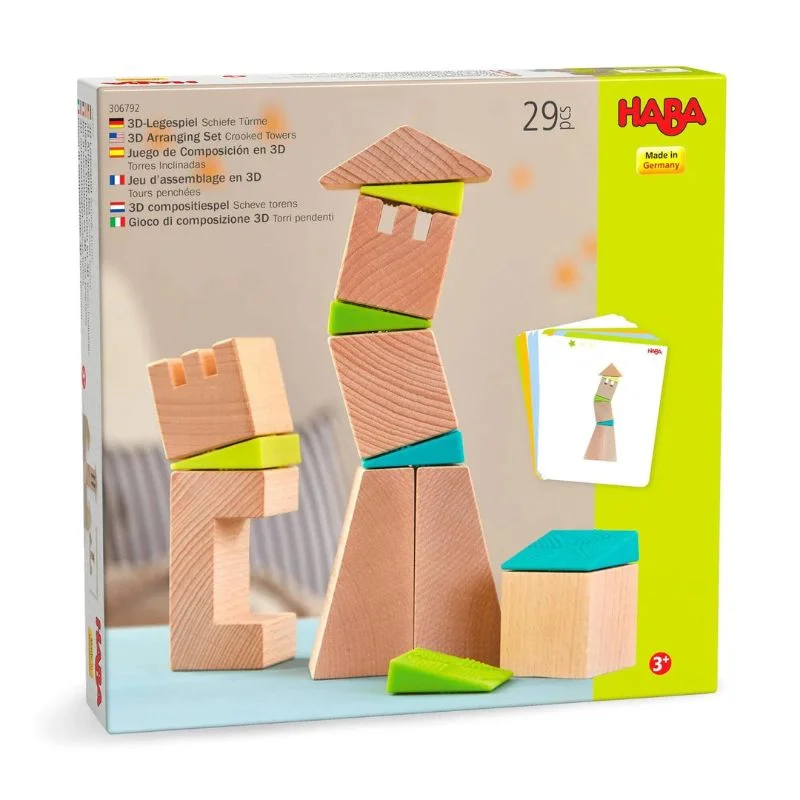 engaging wooden toys                   Crooked Towers Wooden Blocks