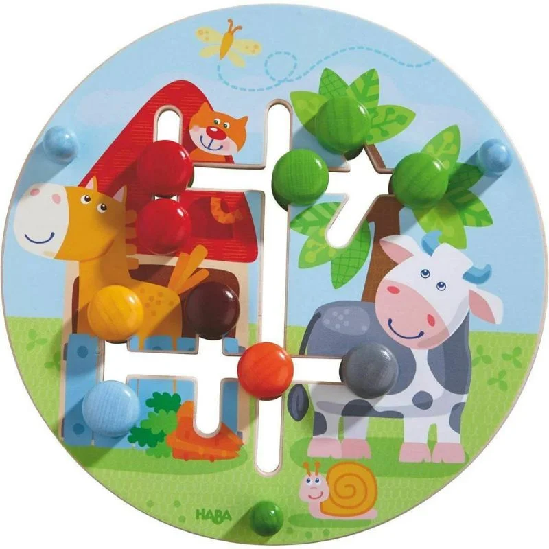 play-value packed wooden toys                   On the Farm Double Sided Motor Skills Board