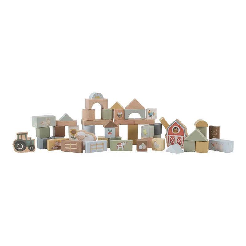 eco-friendly and safe wooden toys                   Little Farm Wooden Building Blocks