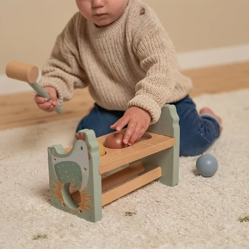 charming wooden toys                   Little Farm Wooden Chicken Pounding Bench & Hammer