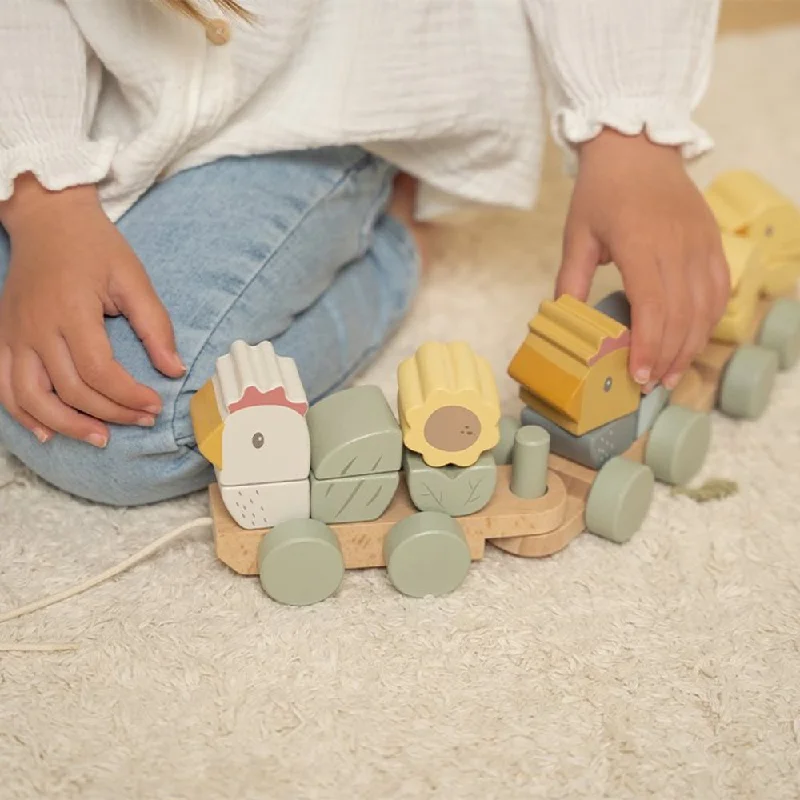 enchanted wooden toys                   Little Farm Wooden Chicken Stacking Train