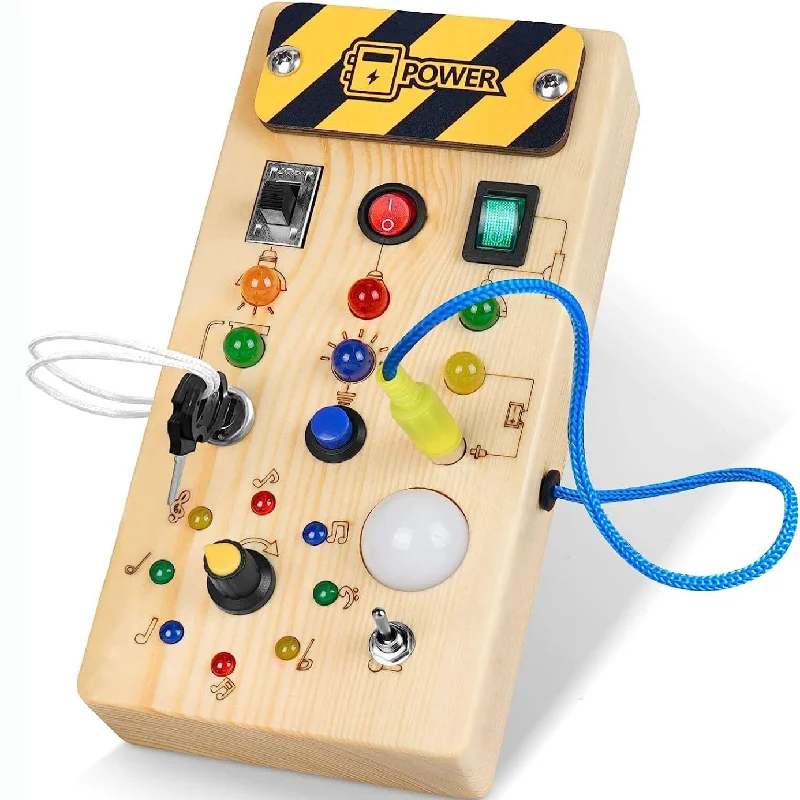 safe wooden toys for babies              Montessori LED Busy Board - Perfect Travel Toy & Ideal Gift for Toddler
