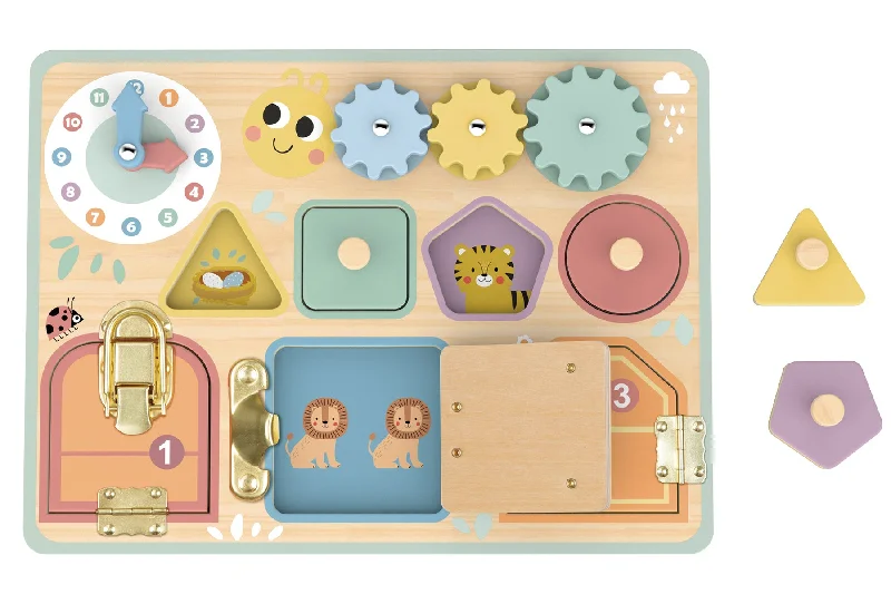 safe and durable wooden toys                   My Forest Friends Wooden Busy Board